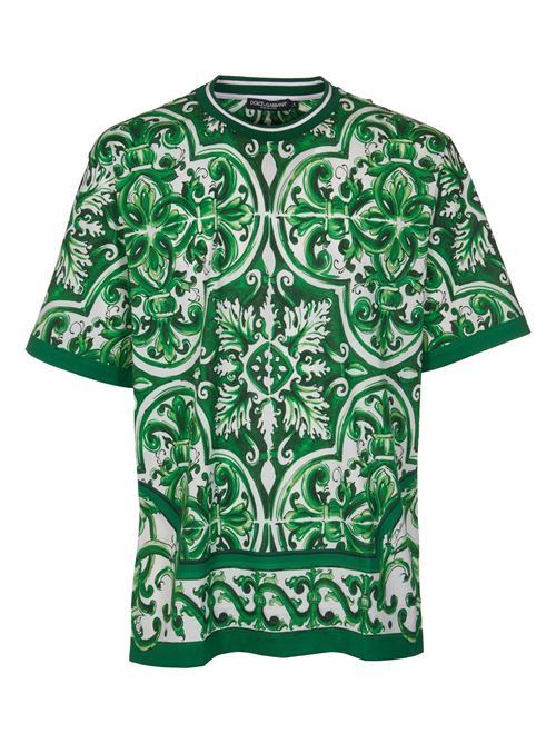 Cotton T-shirt with majolica print DOLCE & GABBANA | G8PN9TII7C1H75DQ